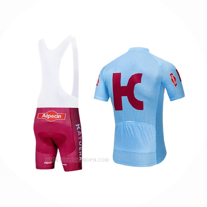 2019 Ropa Ciclismo Katusha Alpecin Azul Rojo Mangas Corta y Culotte Corto